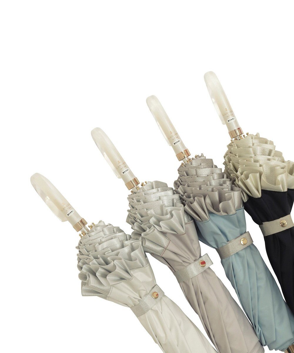 MOONBAT 【一級遮光/晴雨兼用】LANVIN en Bleu (ランバン オン ブルー)  折りたたみ日傘 シャイニーフリル 遮光 遮熱 UV 