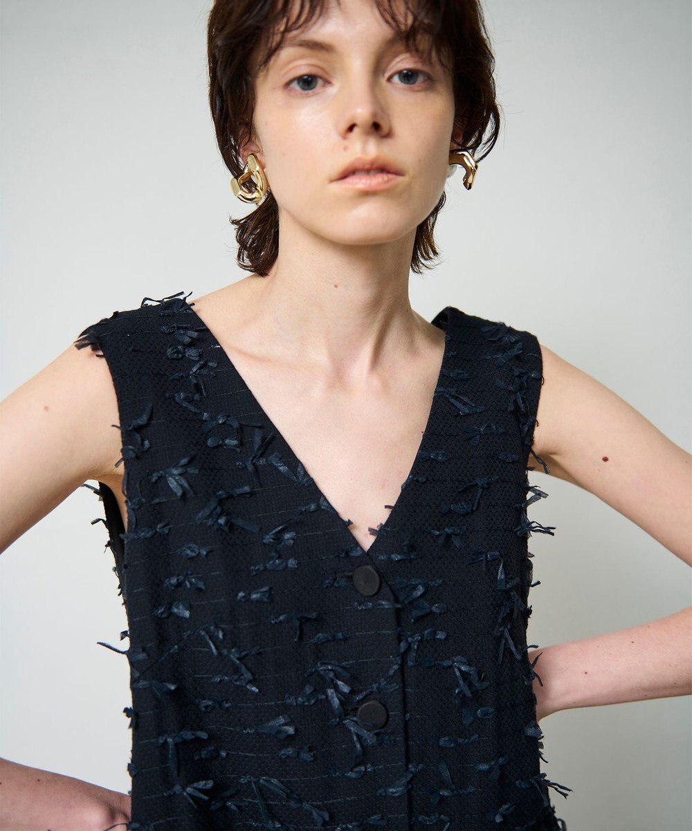 GRACE CONTINENTAL リボンヤーンジレドレス 