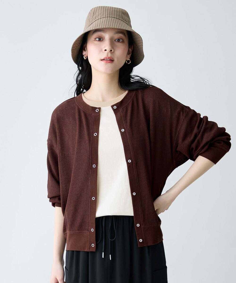 ANY シアーワッフルカーディガン 