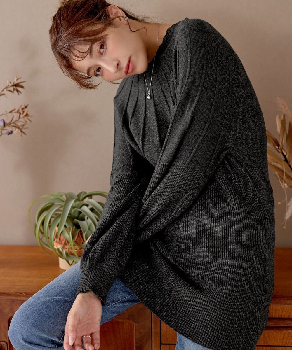 Tiaclasse L 求心片畦ニットチュニック 