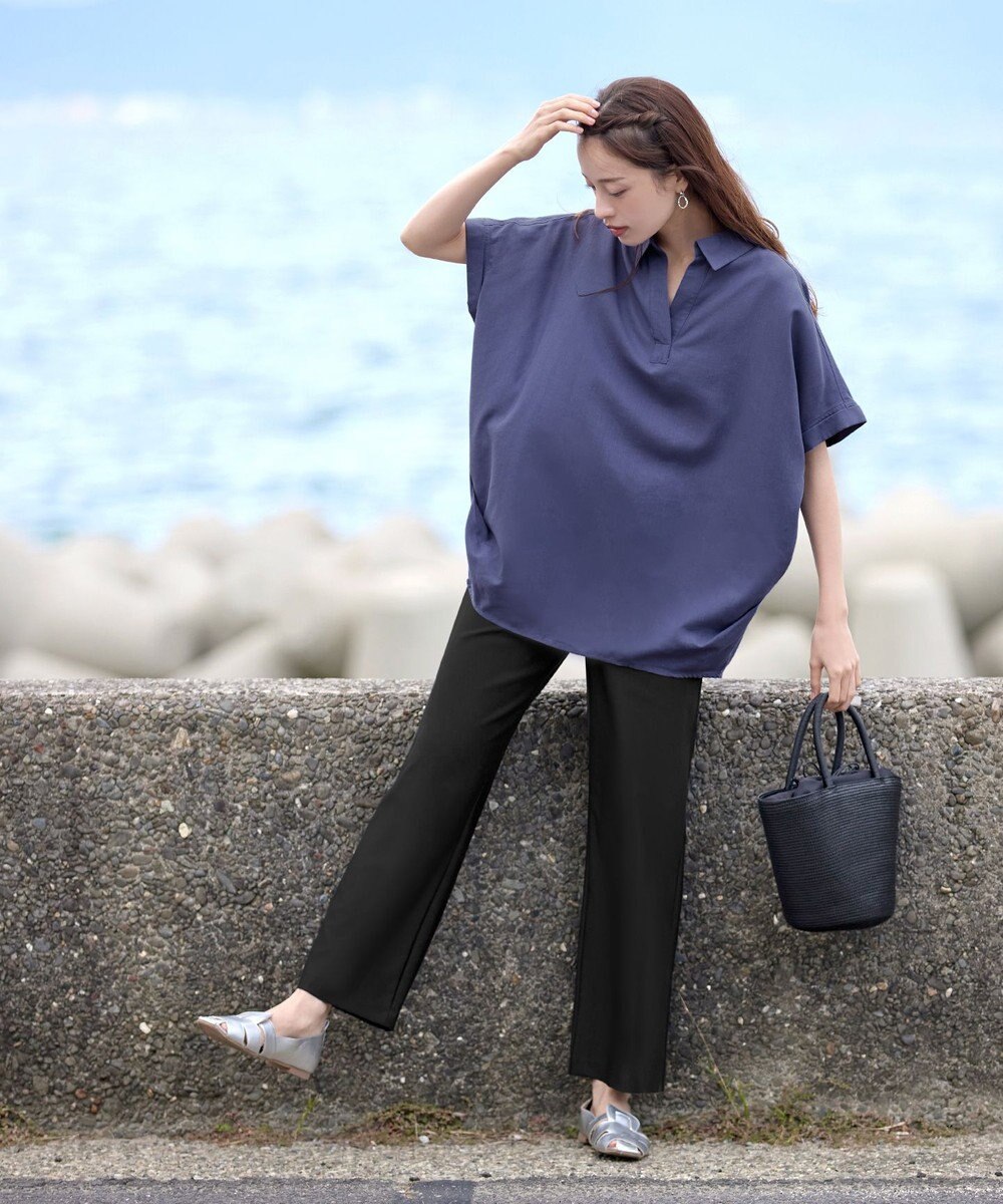 Tiaclasse 【日本製・新色追加・洗える・ストレッチ】エアシルキーワイドパンツ 