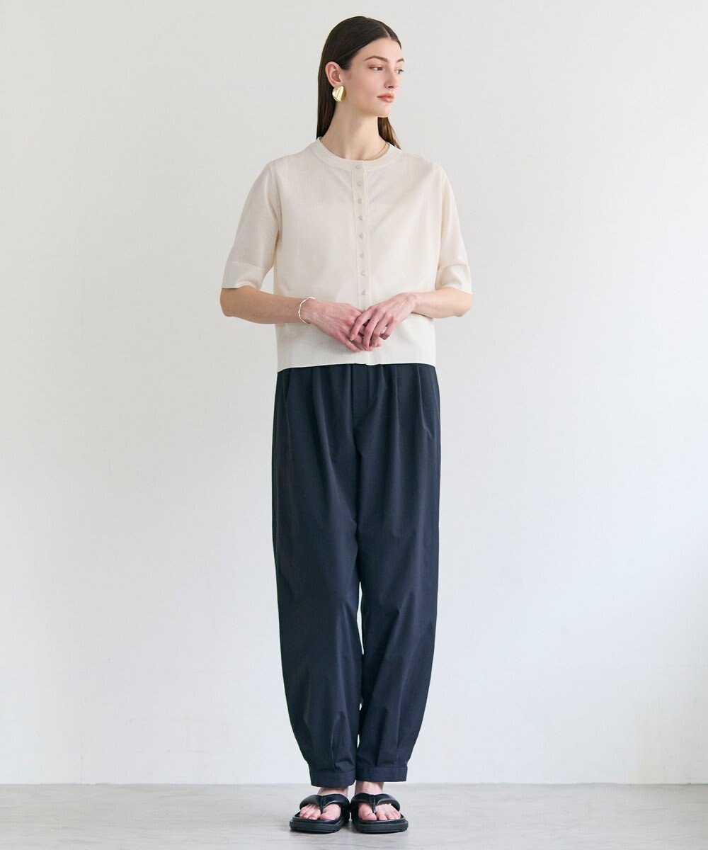 BEIGE， MOISE / シアーニット　5分袖カーディガン 