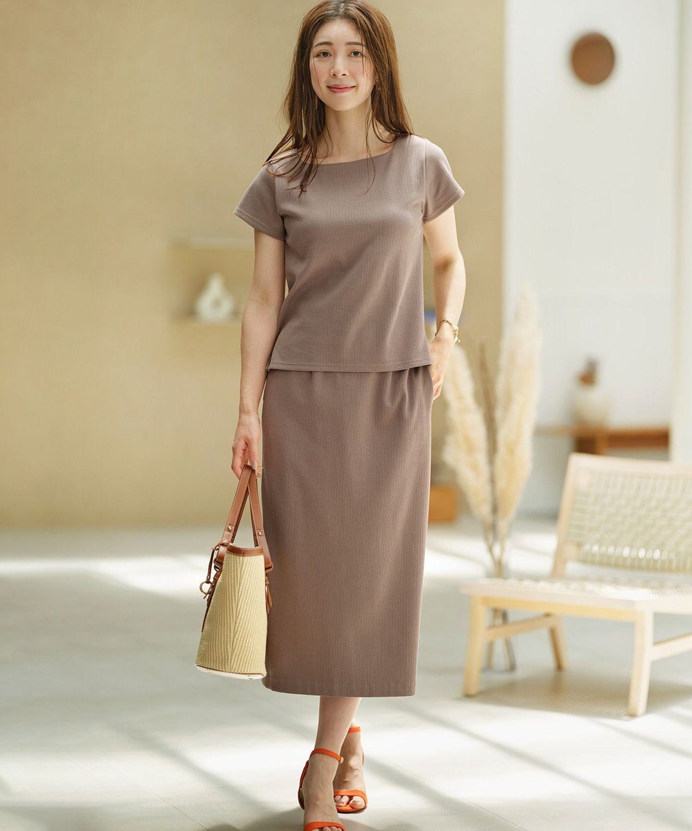 組曲 S 【WEB限定】ストライプジャガード タイトスカート 