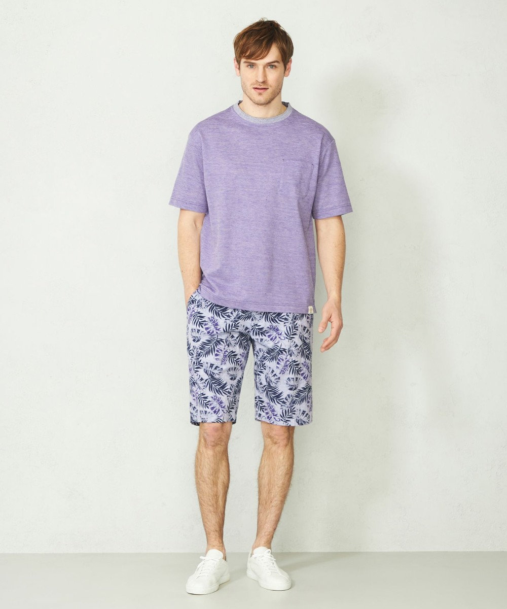 JOSEPH ABBOUD MOUNTAIN 【SPACE／UNISEX】リーフプリント イージーショートパンツ 