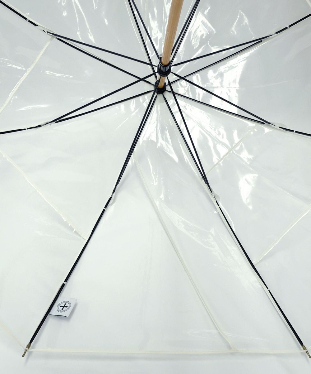 +RING 【プラスリング】【数量限定】 UNISEX 雨傘（長）55cm WHT パッチワークパイピングビニール傘 