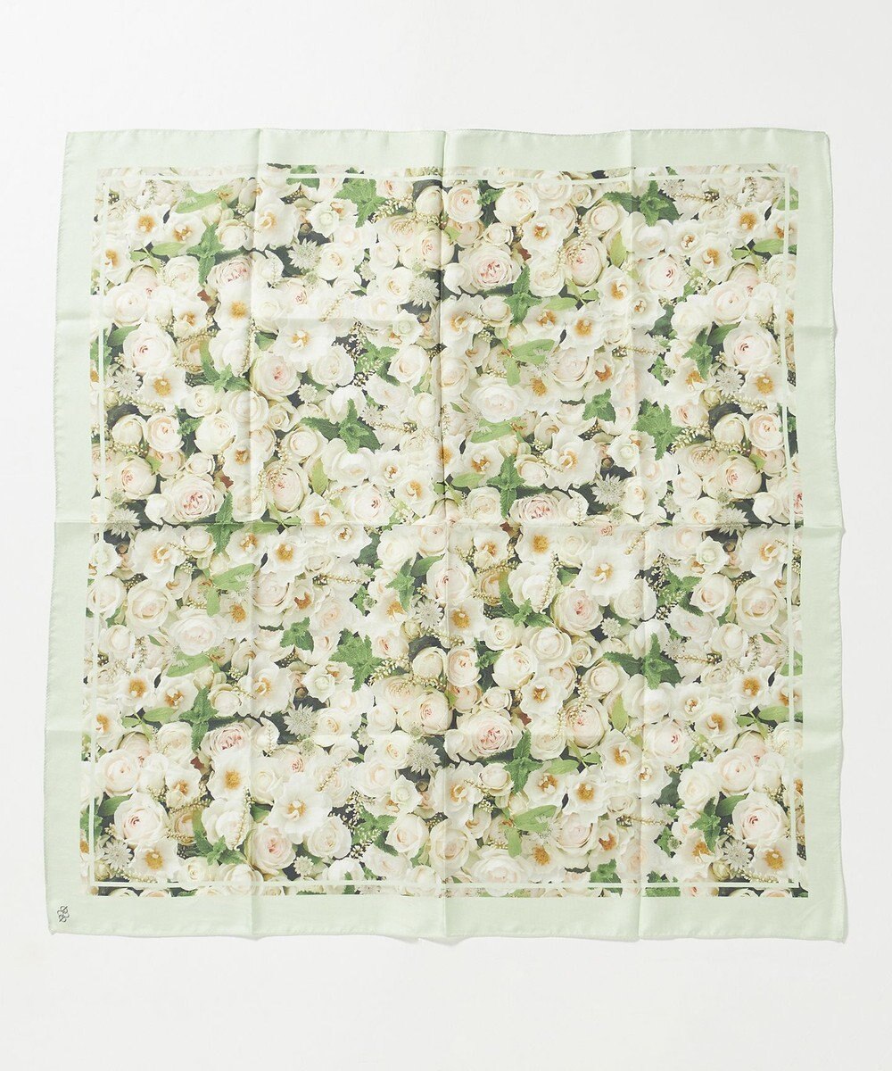 自由区 【カトリエムブーケ】La boroderie de Laurent ブーケモチーフシルクスカーフ 