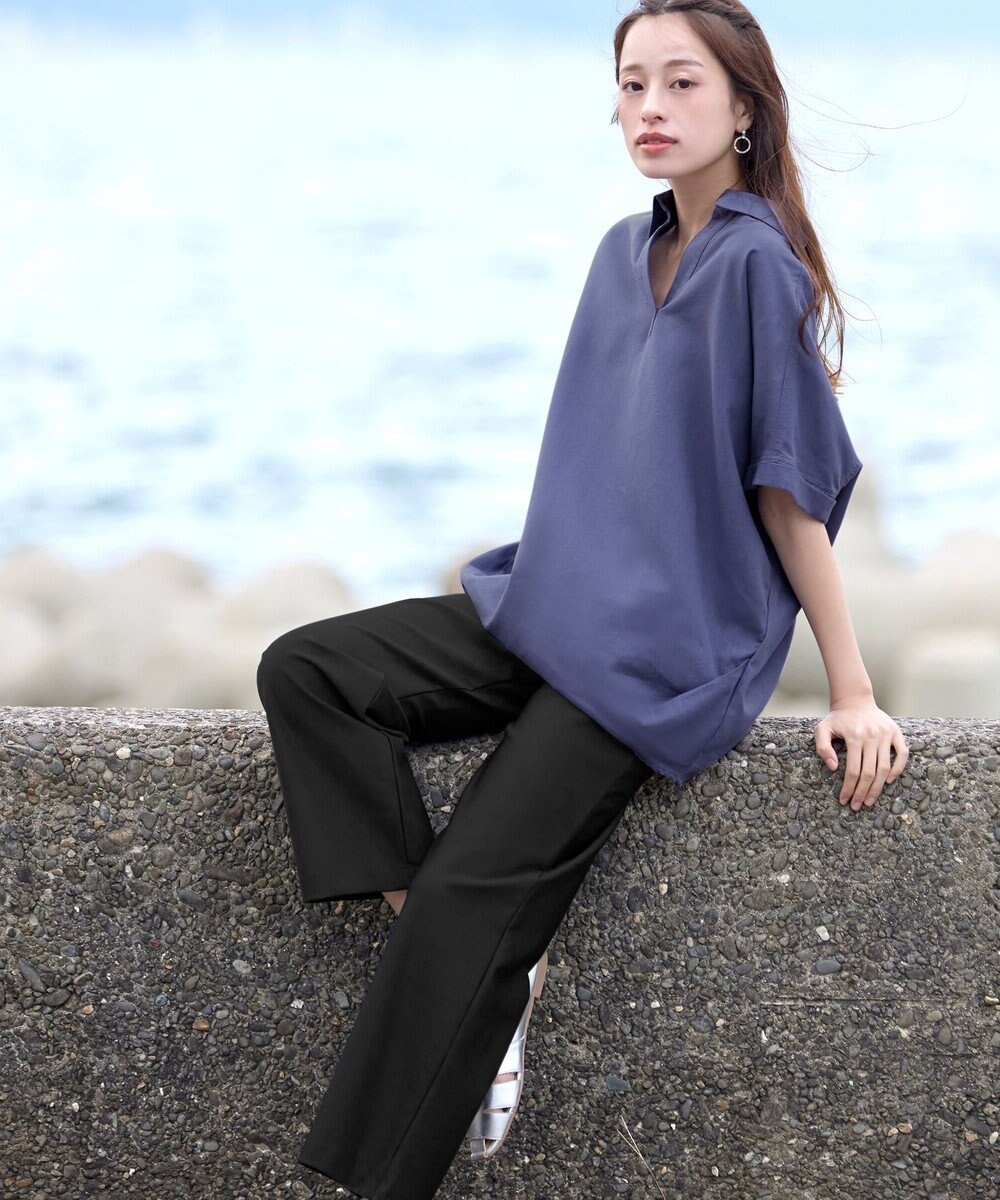 Tiaclasse 【日本製・新色追加・洗える・ストレッチ】エアシルキーワイドパンツ 