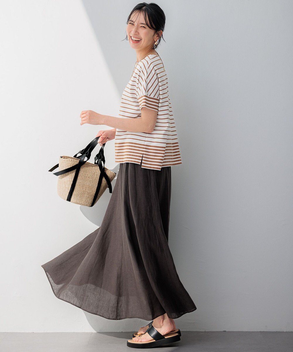 23区 L 【洗える】LIBECOリネン フレアスカート 