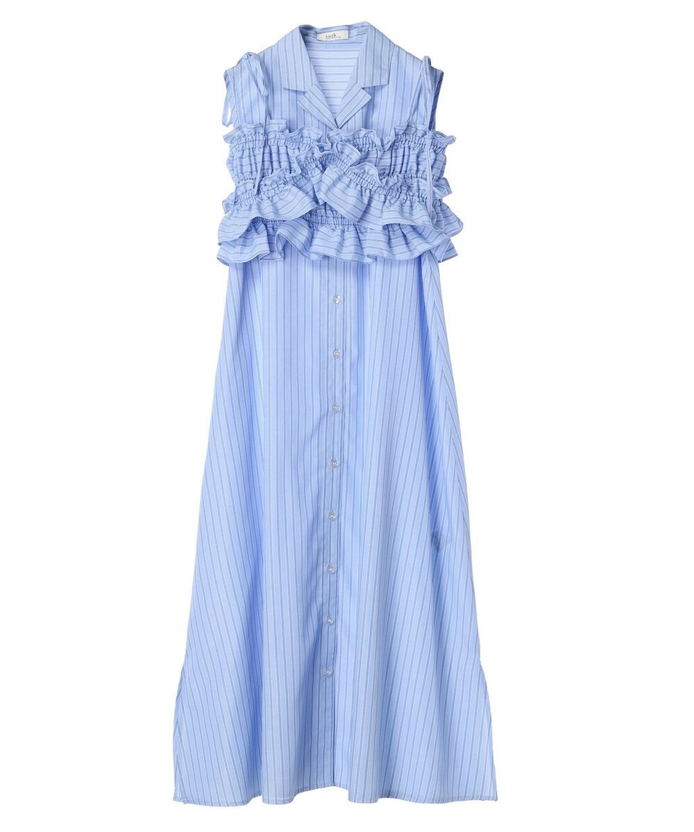 earth music&ecology ＳＥＴ２点シャーリングビスチェ×シャツワンピース 