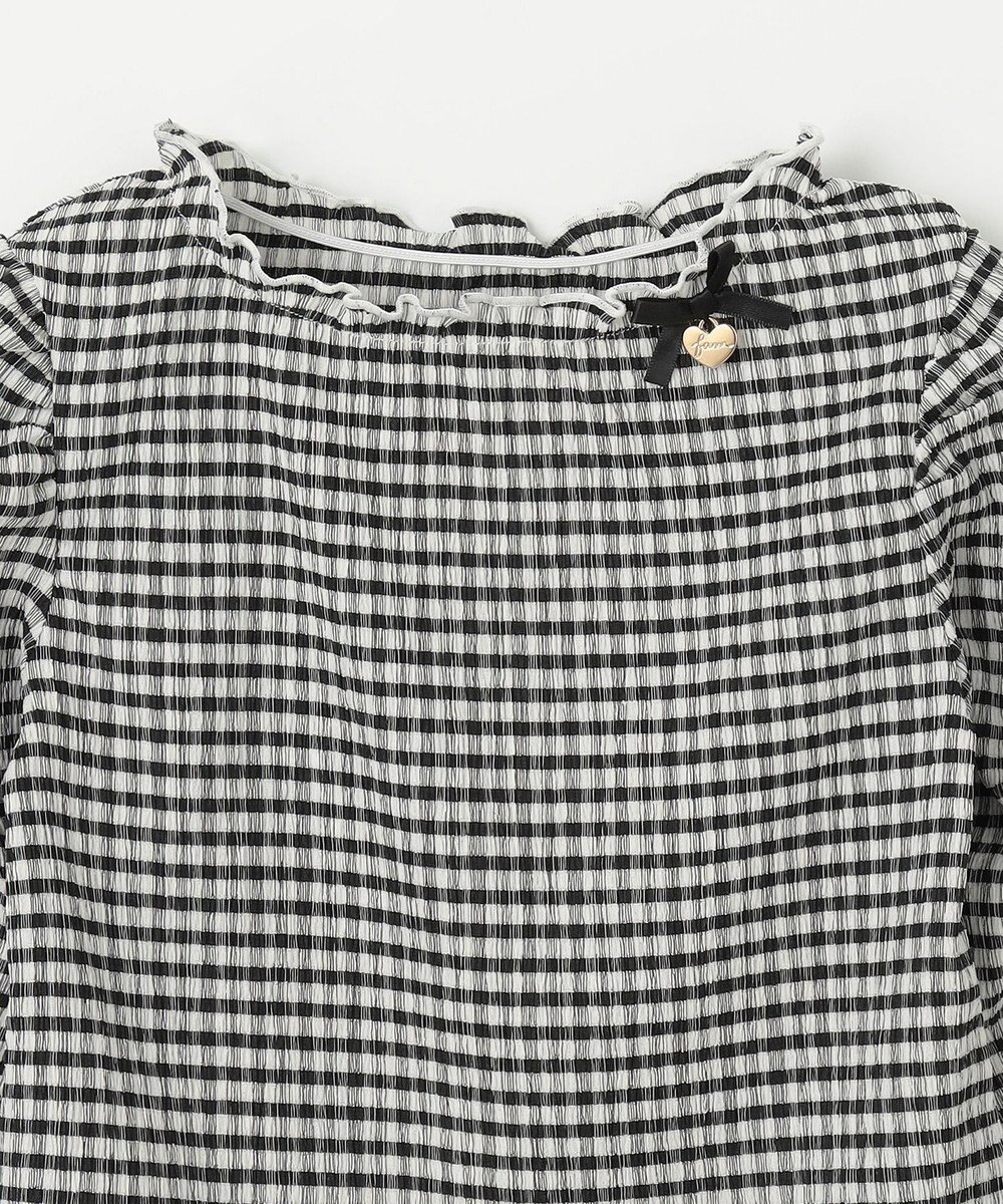 ANY KIDS シアー ギンガム 七分袖 Tシャツ 