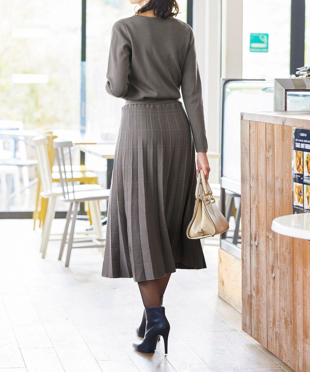 Tiaclasse L 【洗える】1枚で着映えするチェック柄編みニットワンピース 