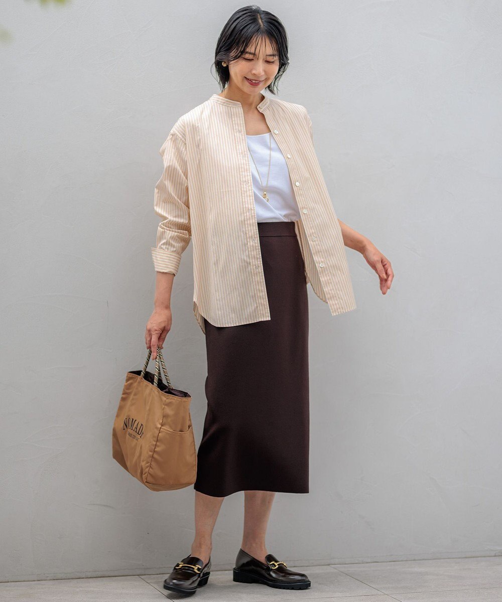 23区 S 【洗える】CANCLINI バンドカラー シャツ 