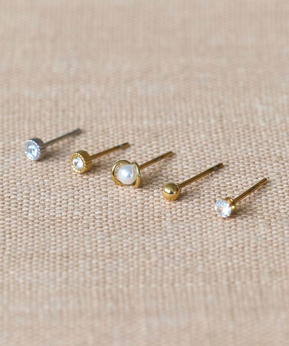 Phoebe 【金属アレルギー対応】3setメタルピアス　ゴールド/サージカルステンレス 