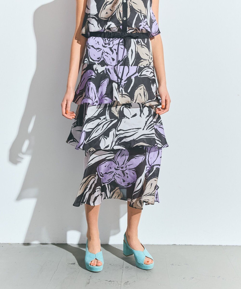 GRACE CONTINENTAL プリントレイヤードスカート 