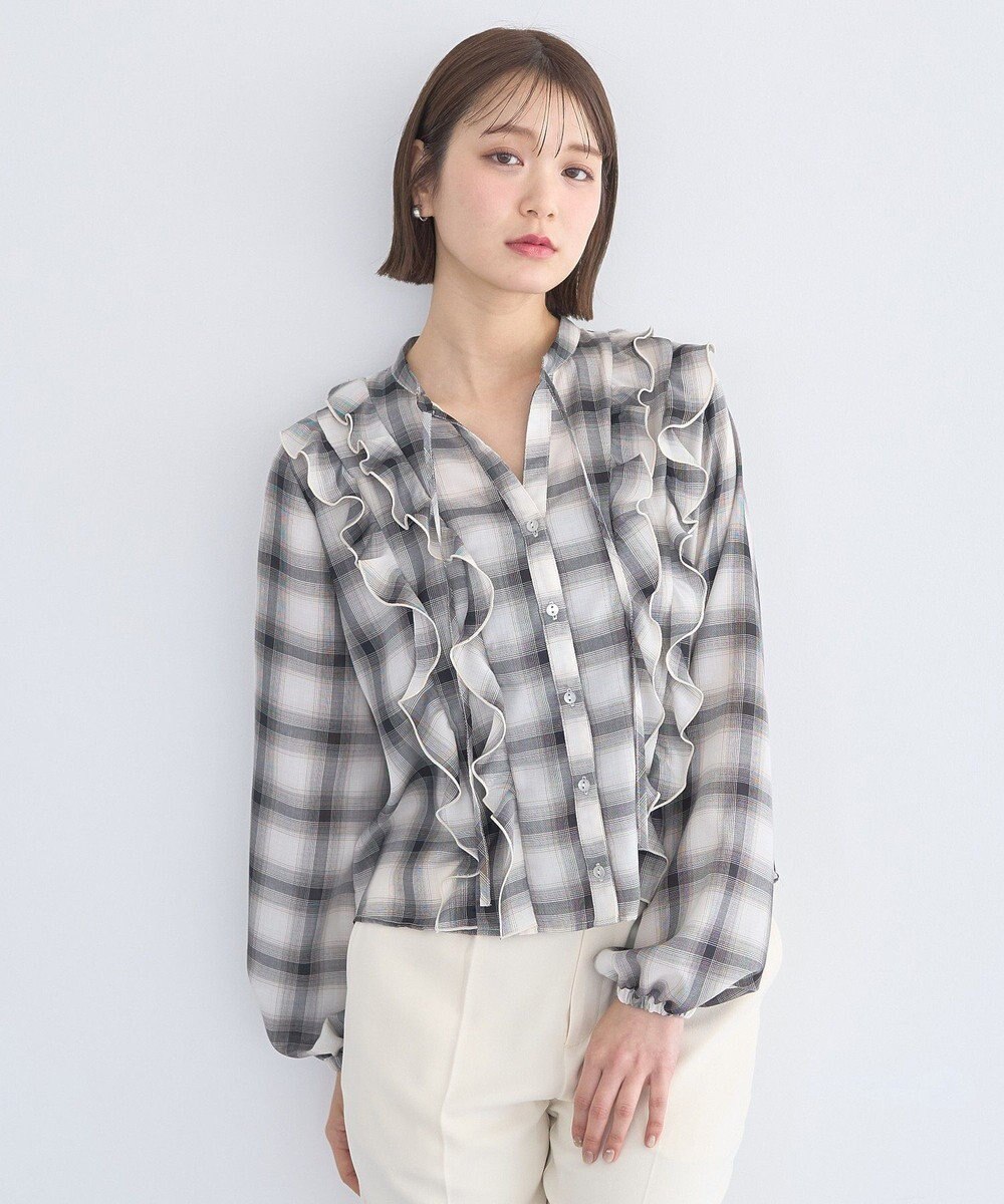 earth music&ecology フリルリボンブラウス 