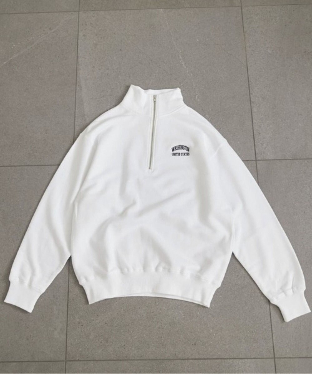 WEGO 【ANGIE VINTAGE】ワンポイント刺繍ハーフZIPスウェットプルオーバー 