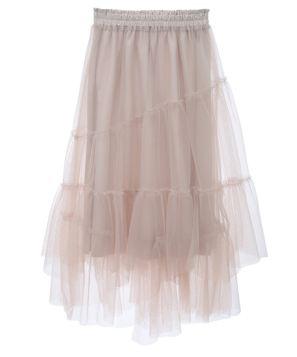 earth music&ecology イレギュラーヘム段々チュールスカート 