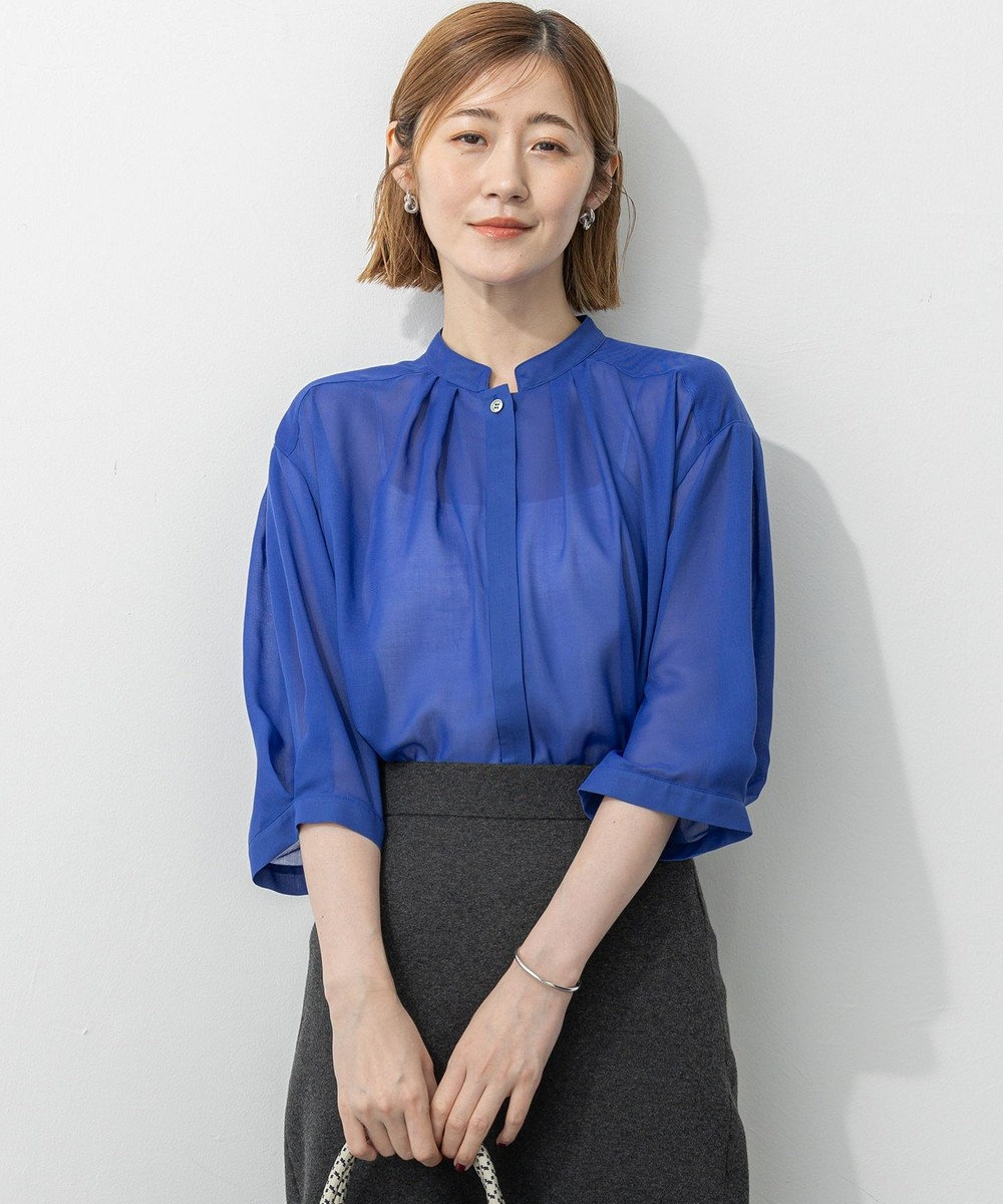23区 【洗える】シアービエラ タックデザイン ブラウス 