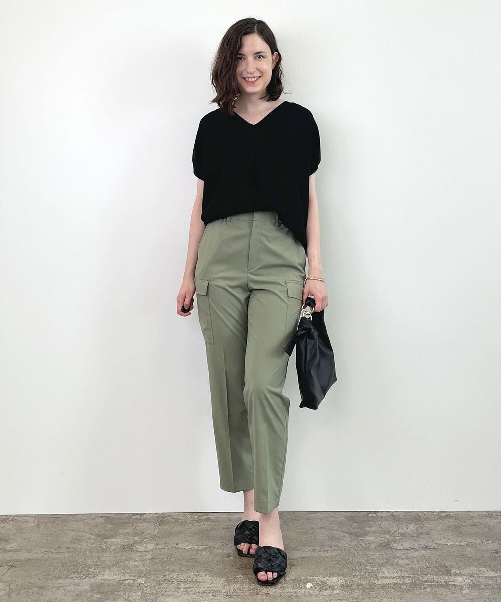 自由区 【洗える】撥水シルキーポプリン カーゴパンツ 