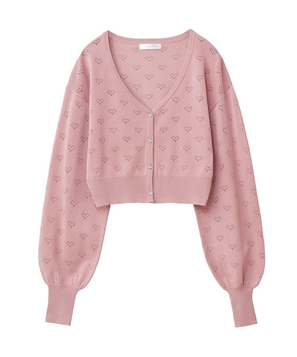 Green Parks ・ｓｗｉｎｇ　ｂｙ　ハート柄スカシニットカーディガン 