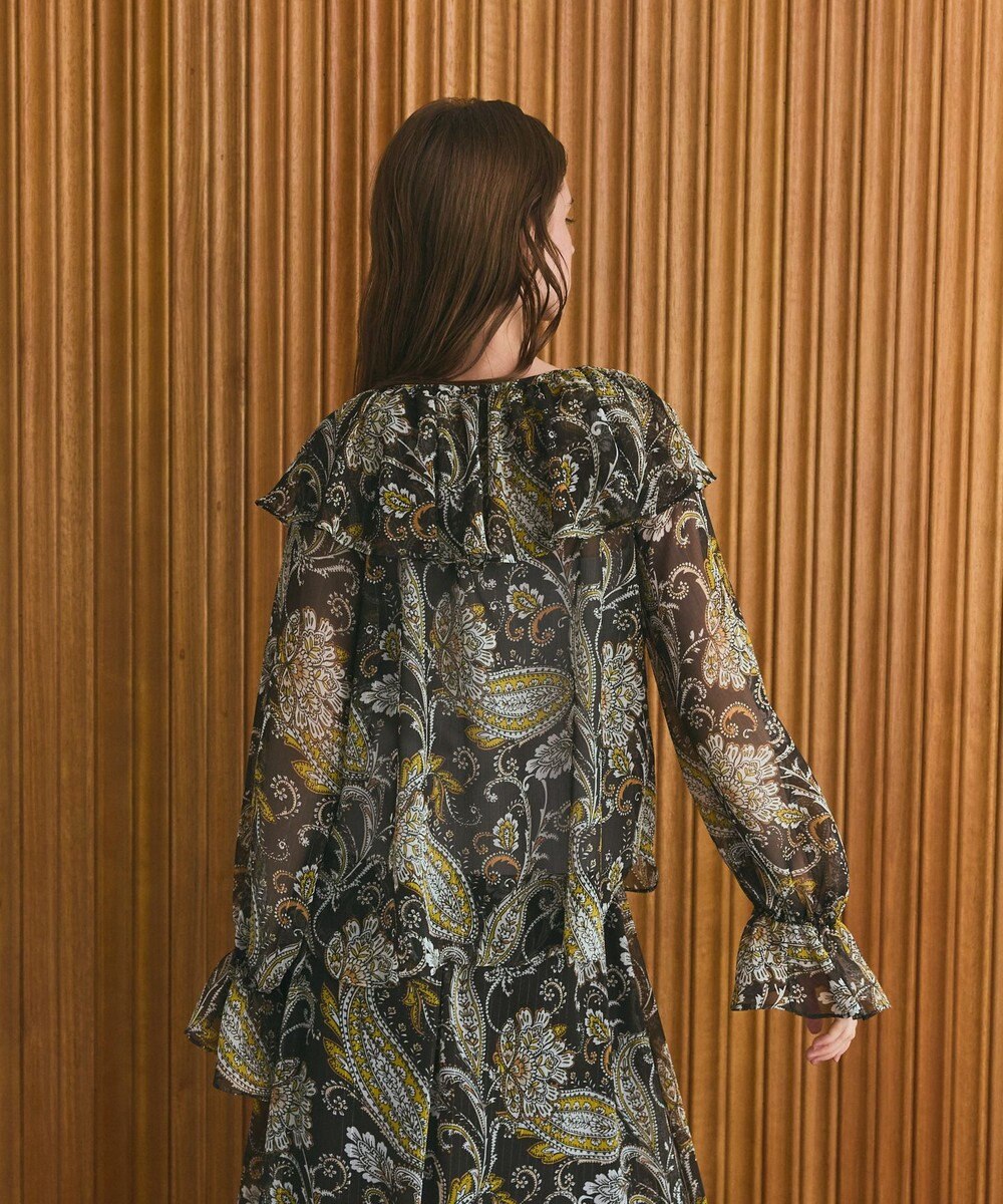 GRACE CONTINENTAL ラメストライププリントブラウス 