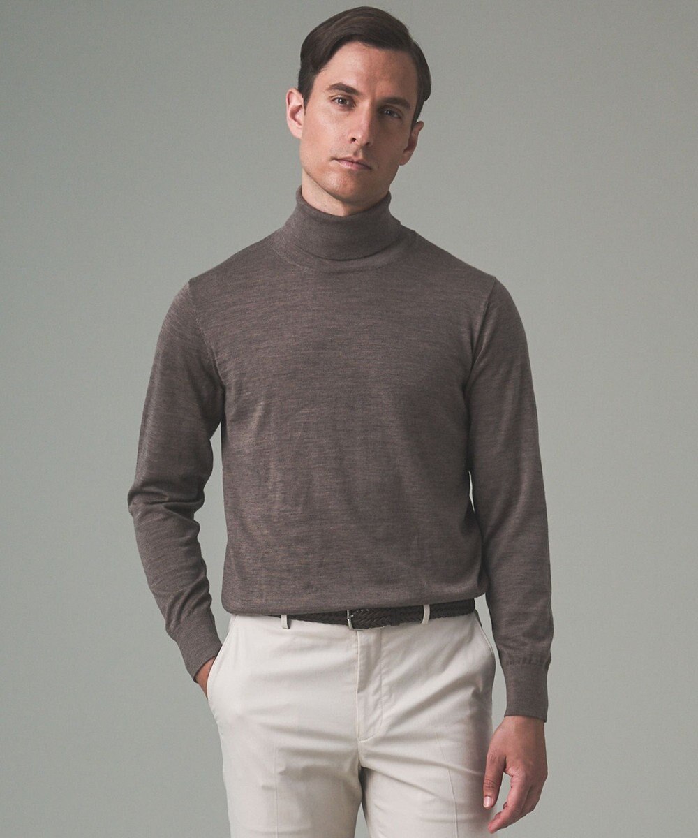 GOTAIRIKU 新色追加【洗える/チクチクしにくい/ピリングしにくい】イタリア糸 ハイゲージ タートルネックニット_WOOL100％ 