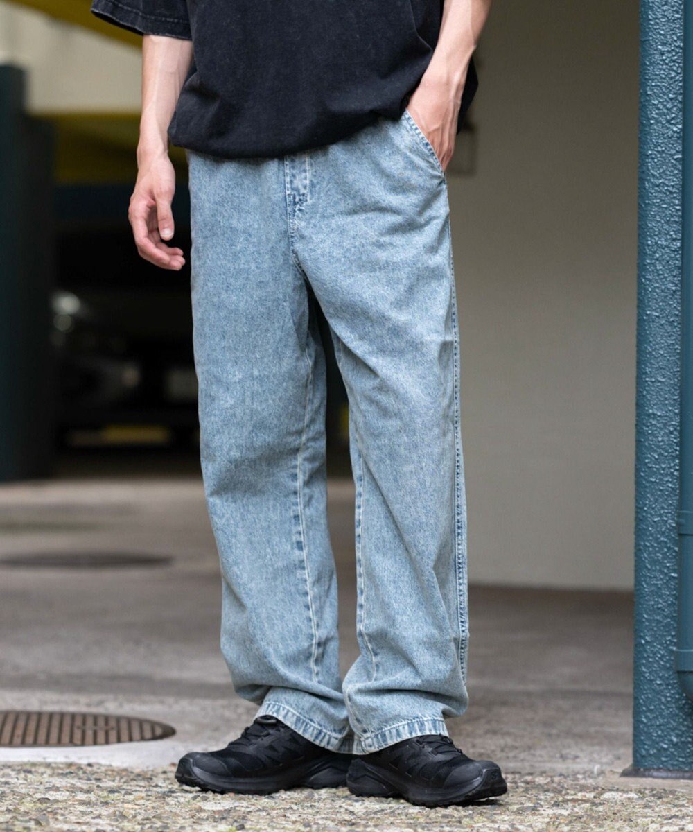WEGO 【ウエストゴム/SMLサイズ展開】デニムイージーストレートパンツ2 