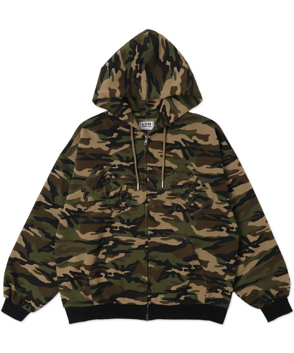 WEGO 【ユニセックス着用ITEM/MLサイズ展開】カモフラグラフィックZIPパーカー 