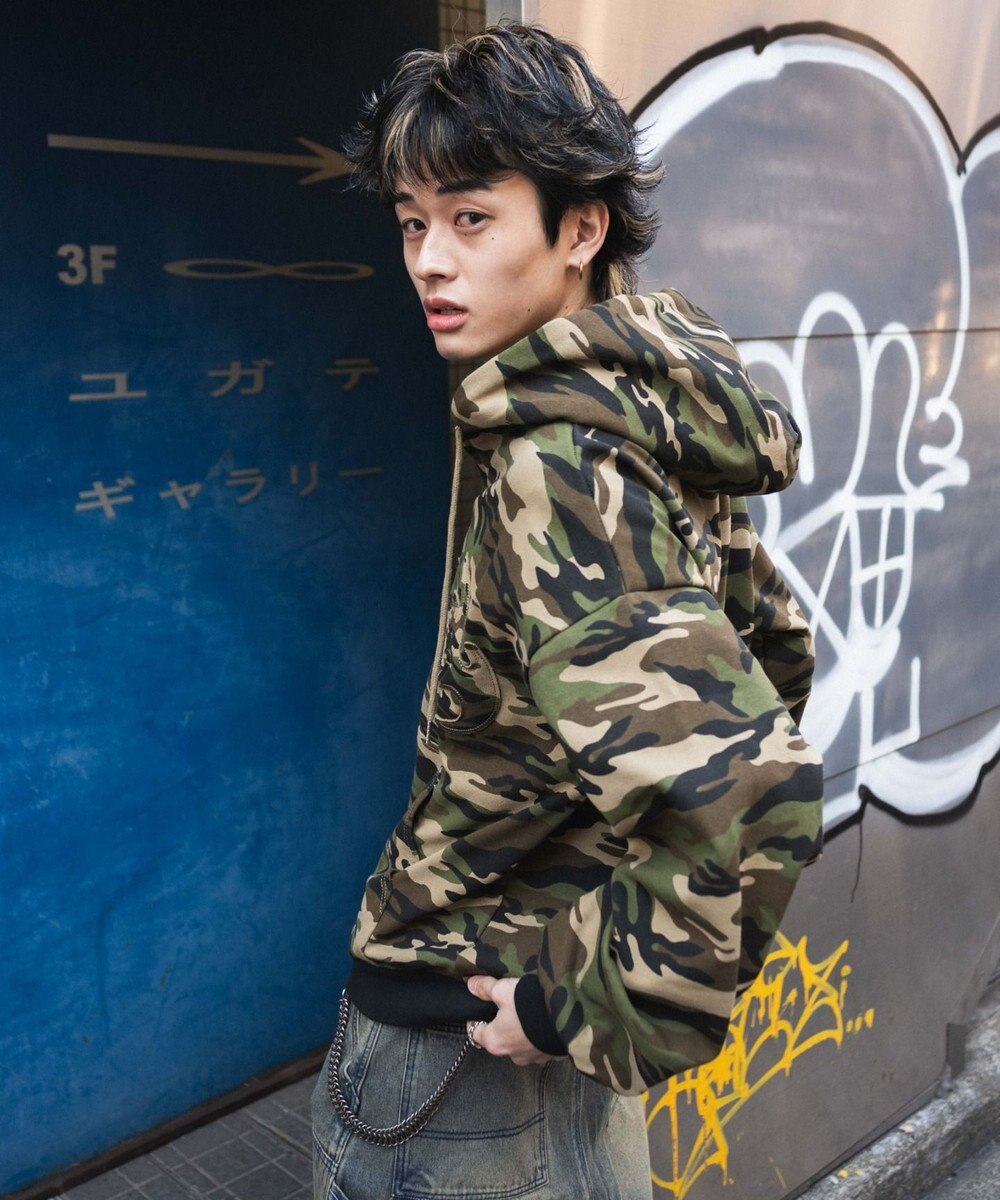 WEGO 【ユニセックス着用ITEM/MLサイズ展開】カモフラグラフィックZIPパーカー 