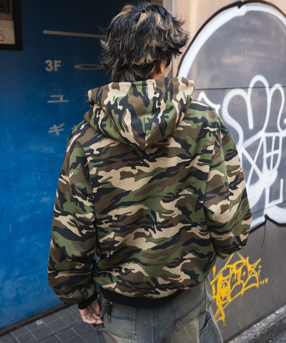 WEGO 【ユニセックス着用ITEM/MLサイズ展開】カモフラグラフィックZIPパーカー 