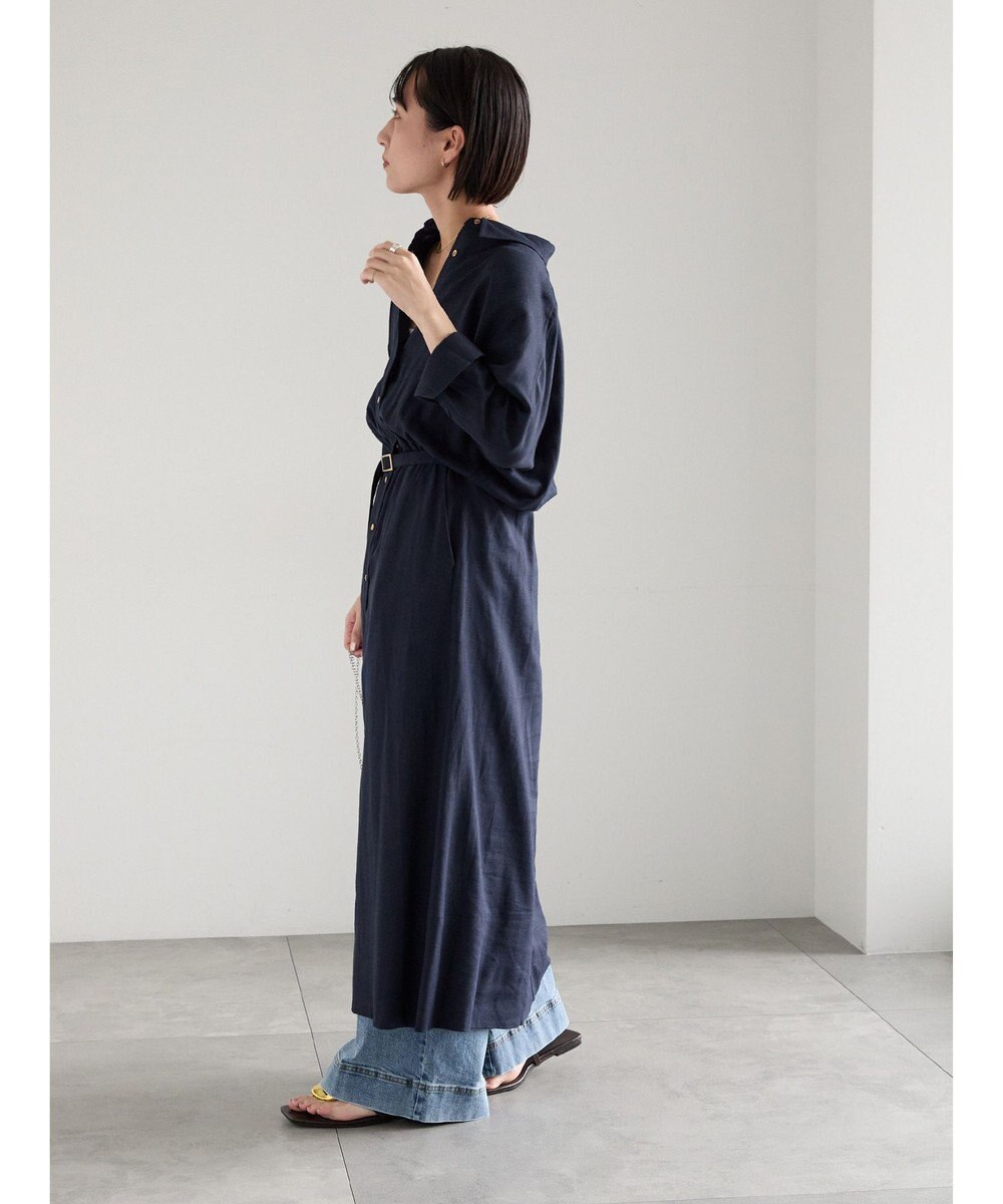 Te chichi レーヨンリネン共ベルトシャツワンピース 