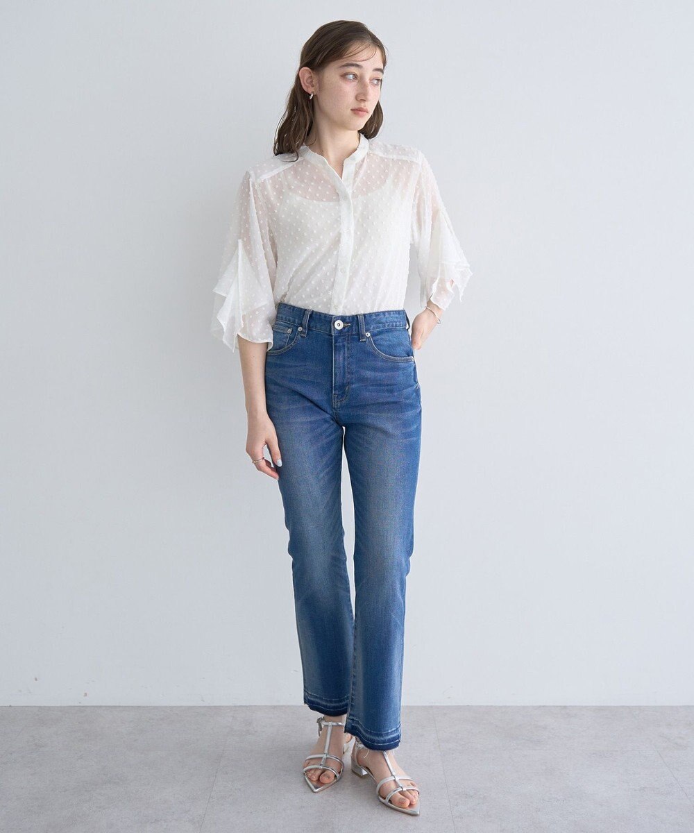 YECCA VECCA カットオフスリムストレートデニムパンツ 