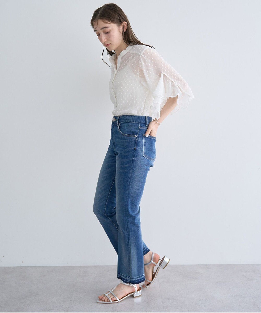 YECCA VECCA カットオフスリムストレートデニムパンツ 