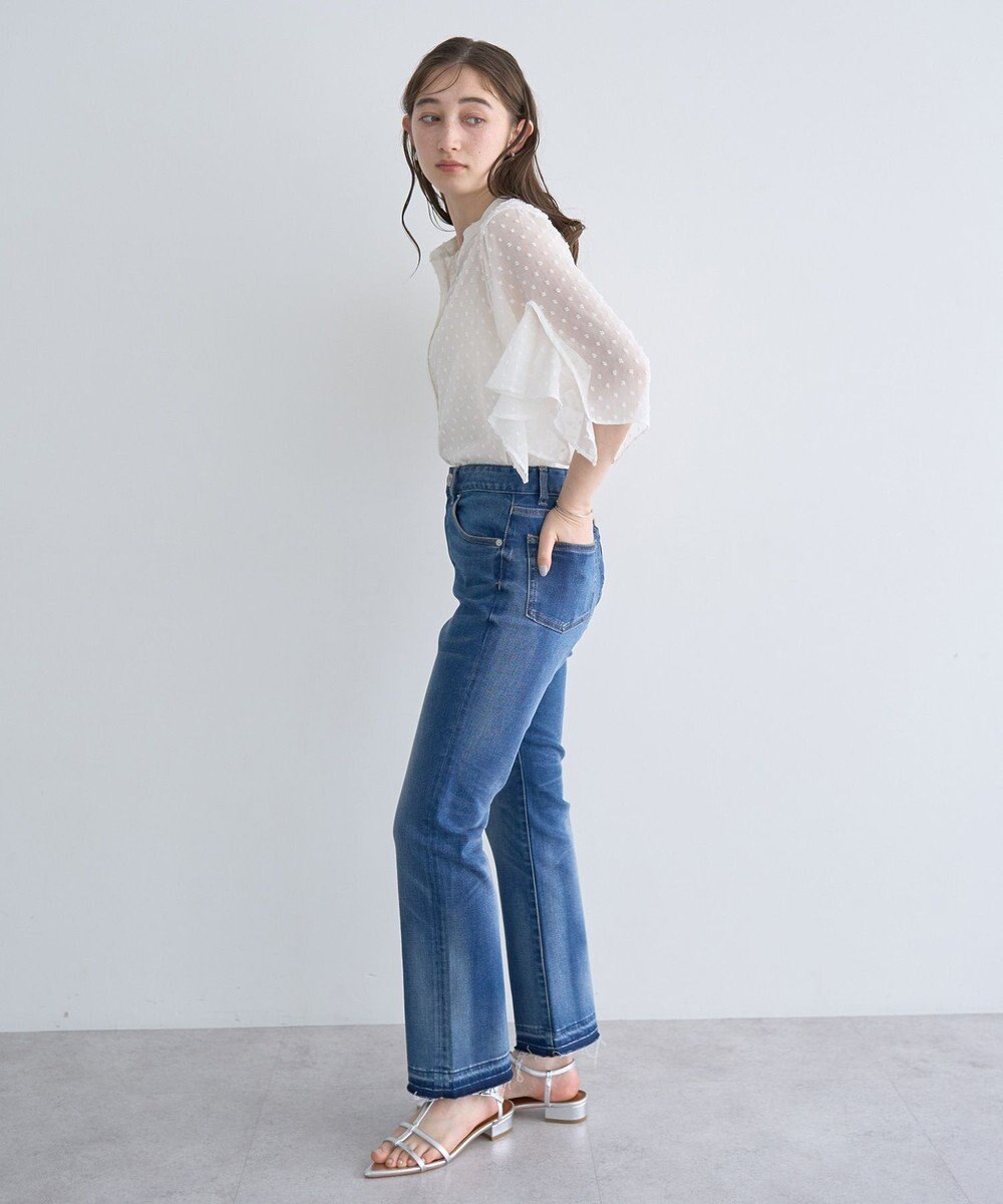 YECCA VECCA カットオフスリムストレートデニムパンツ 