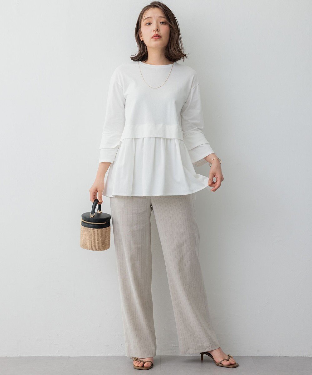 23区 L 【CLASSY.6月号掲載/洗える】リネンレーヨンストレッチ ワイドパンツ 