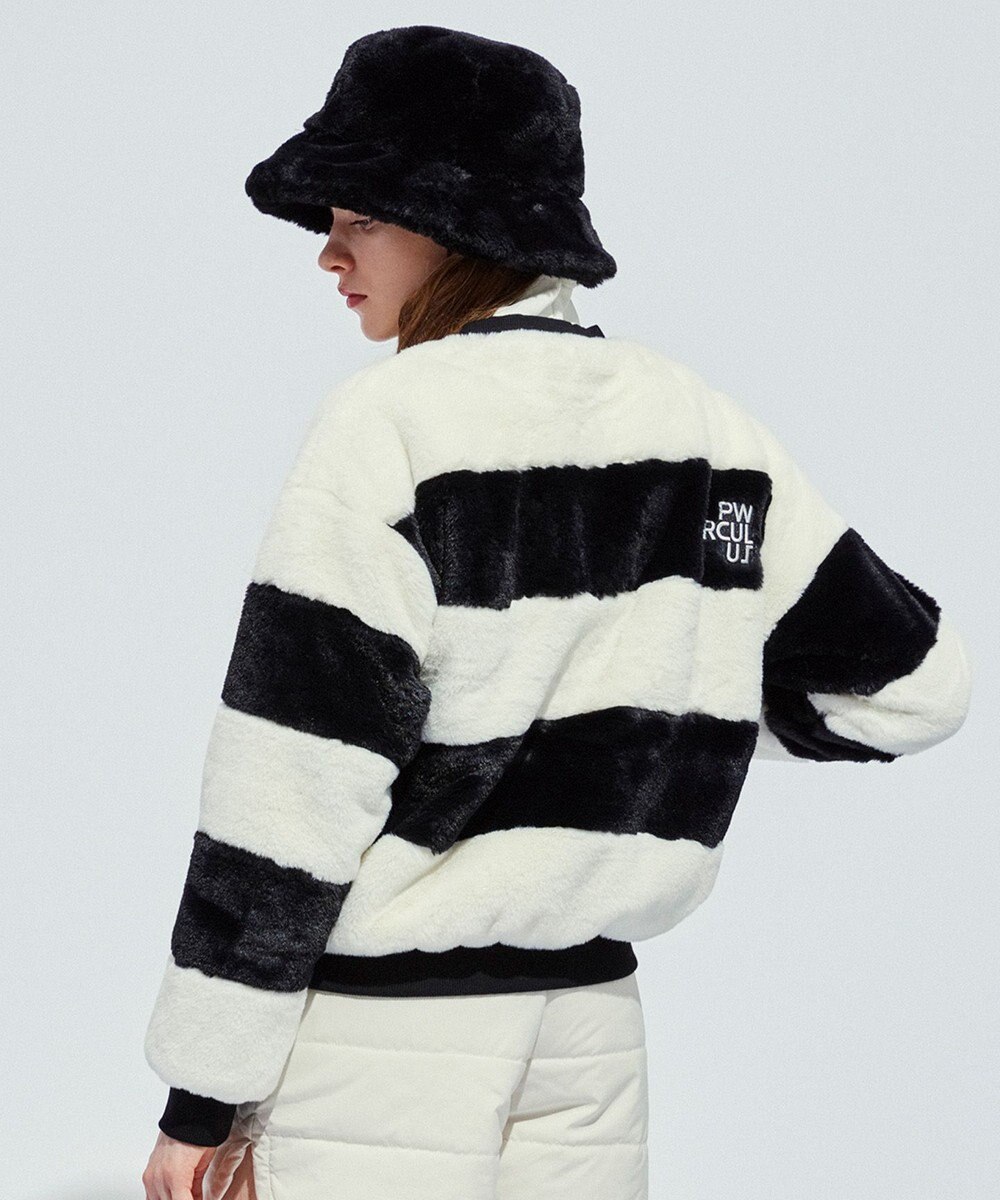 PW CIRCULUS 【ふわもこあったか/防寒/裏地付】【WOMEN】ボーダーフェイクファープルオーバー 