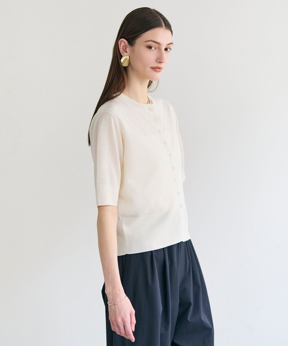 BEIGE， MOISE / シアーニット　5分袖カーディガン 