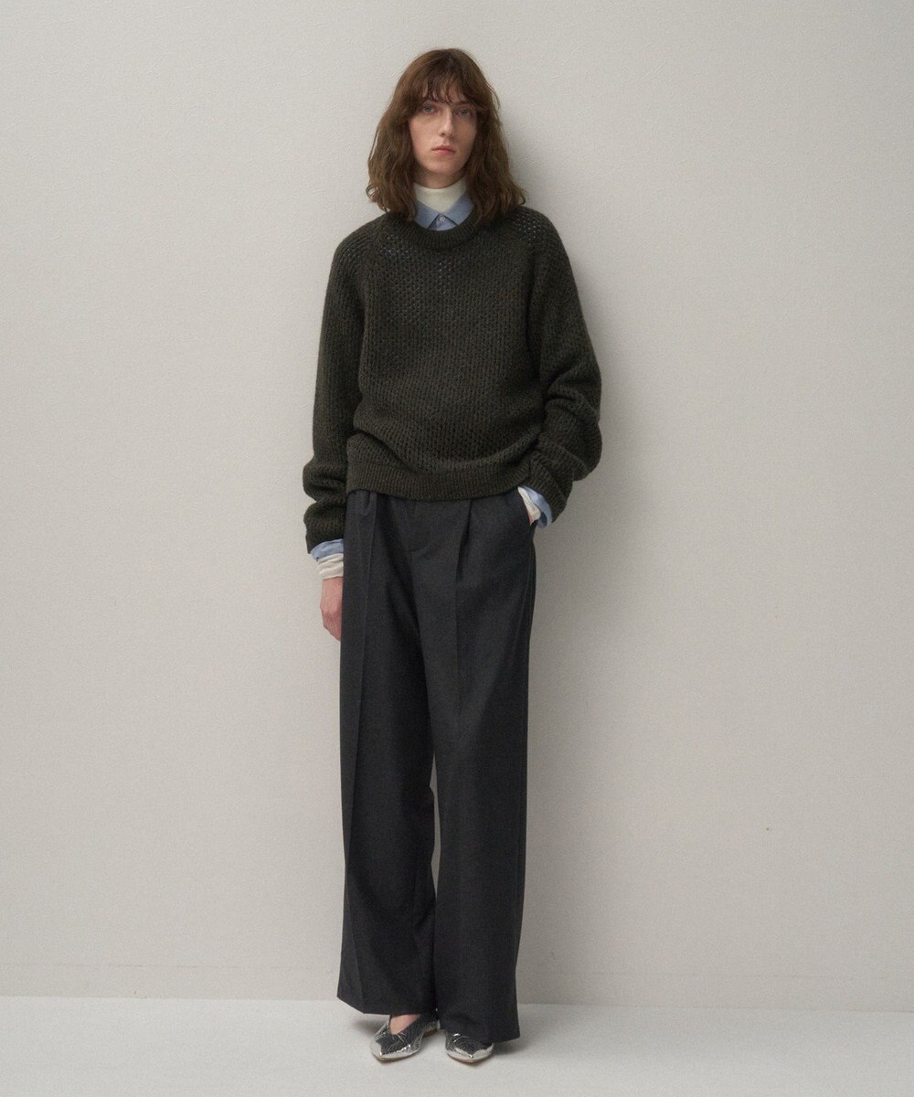 ATON WOOL CASHMERE ALPACA | メッシュクルーネックセーター 