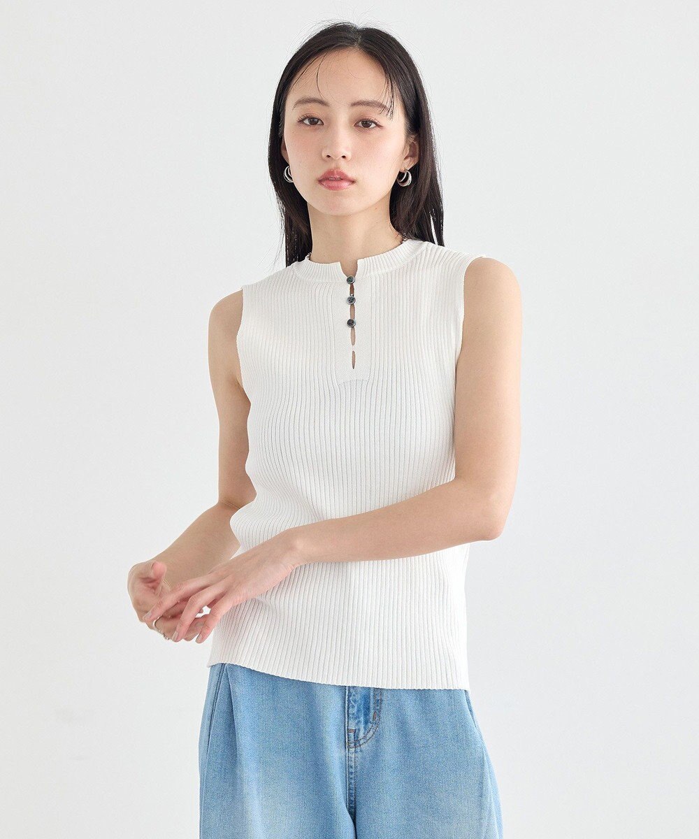 earth music&ecology 前後2WAYスリット釦タンクトップ 