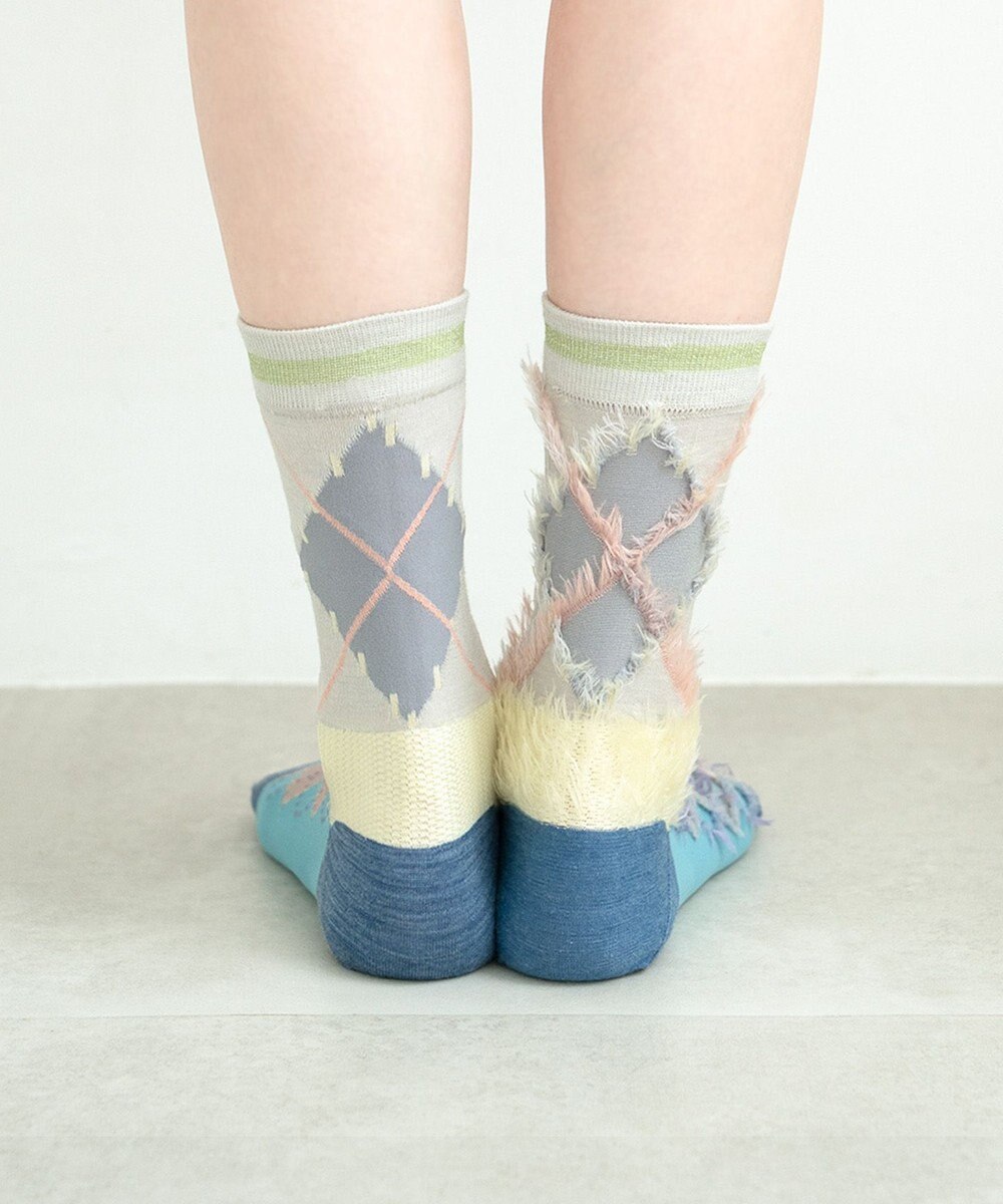 COQ 【MEN】KITSUNE ARGYLE アーガイルリバーシブルファーソックス 