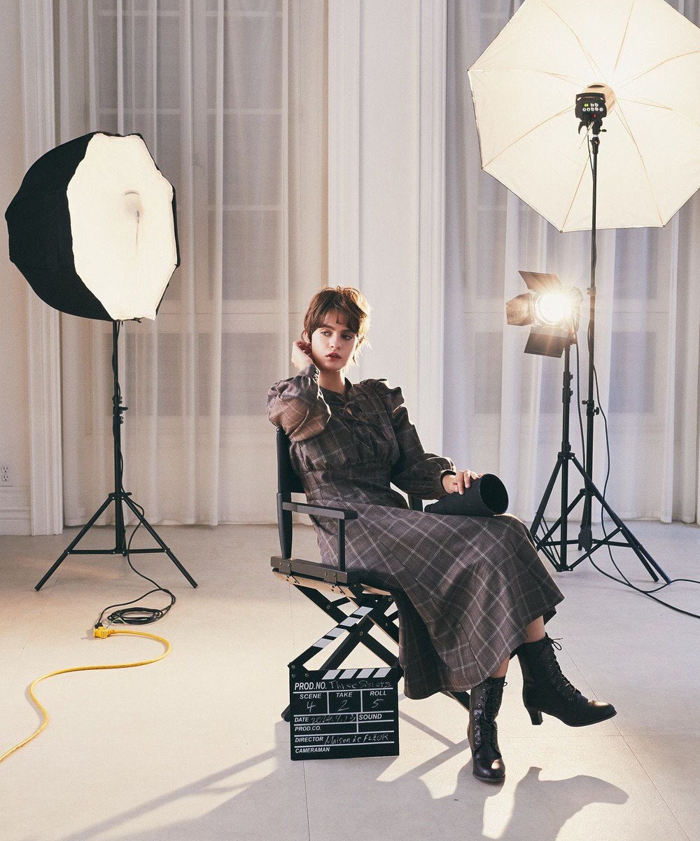 Maison de FLEUR 聡明な淑女のチェックワンピース 