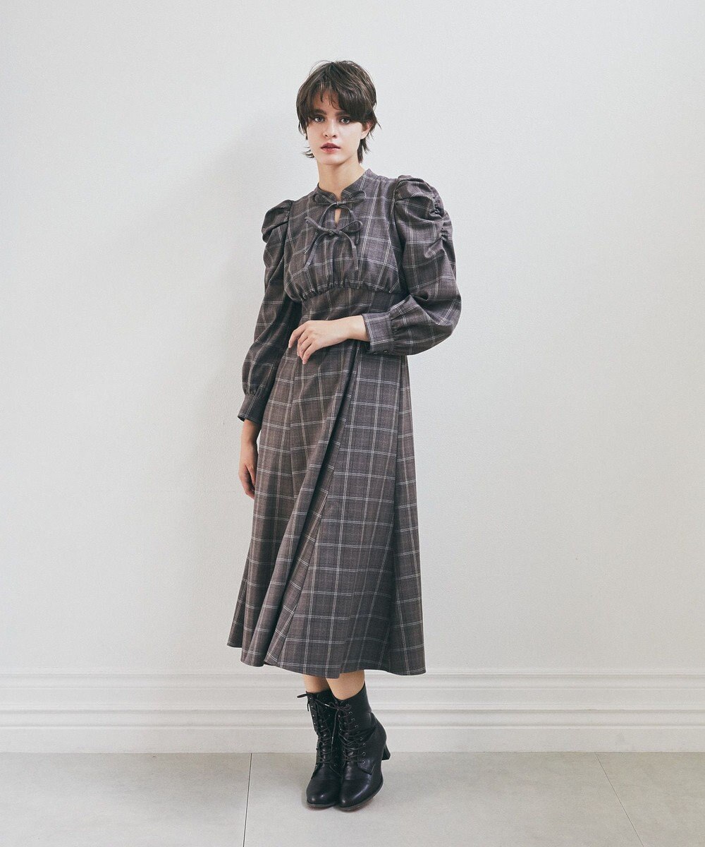 Maison de FLEUR 聡明な淑女のチェックワンピース 