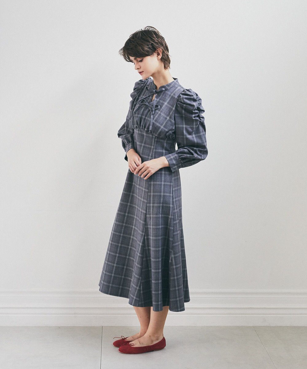 Maison de FLEUR 聡明な淑女のチェックワンピース 