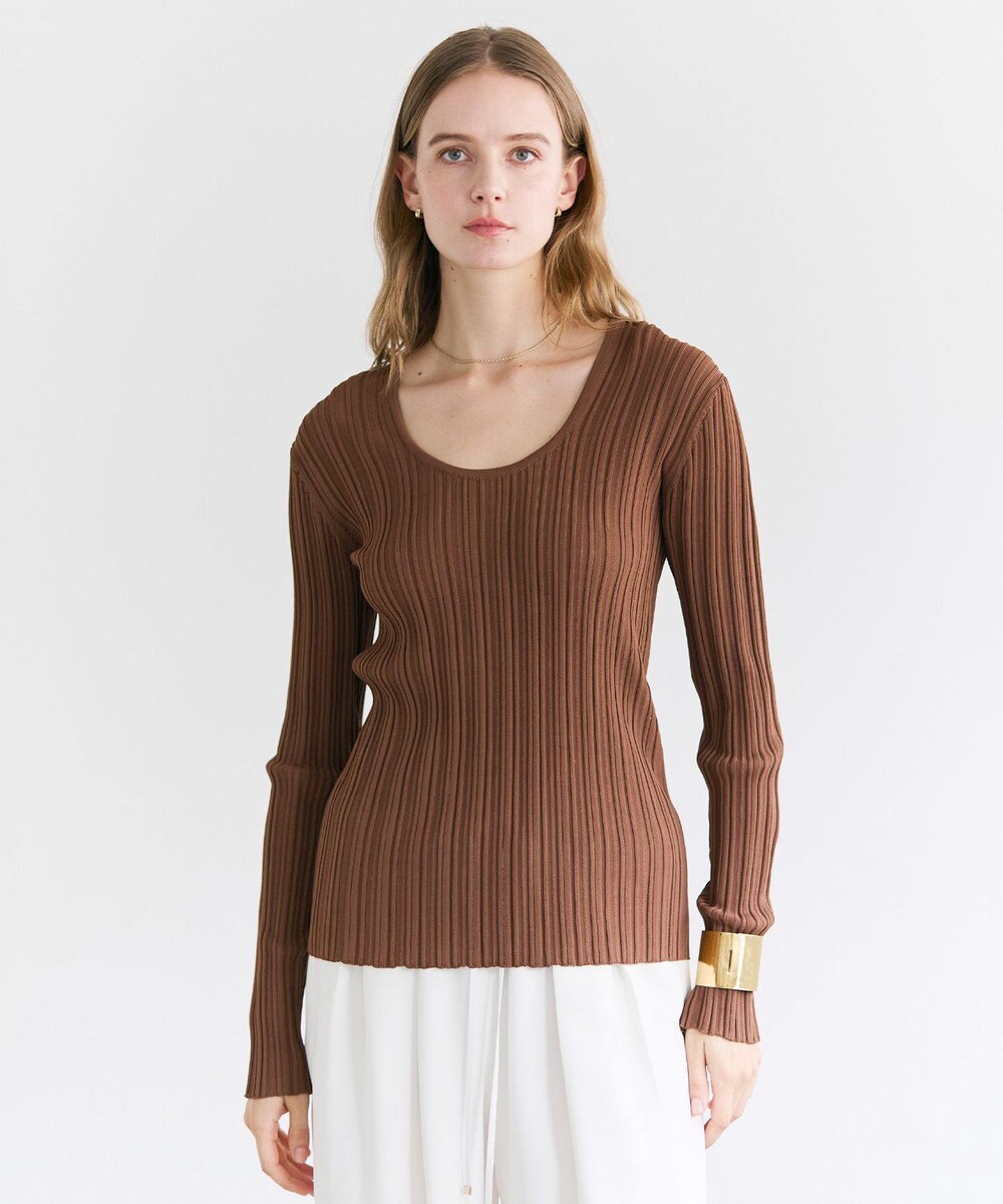 BEIGE， LABRADO / ランダムリブ Uネックニット 