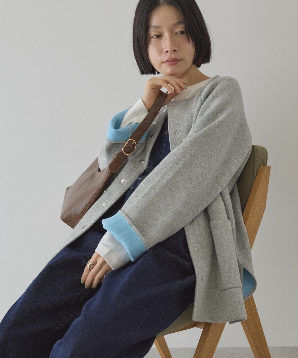 AMERICAN HOLIC Wフェイスラウンドヘム ラグランニットカーディガン 