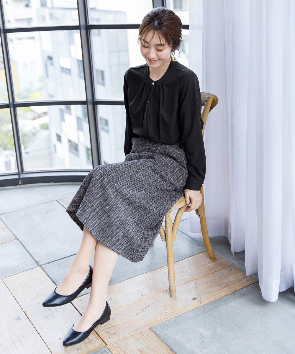 Tiaclasse 【洗える】大人華やかなツイードフレアスカート 