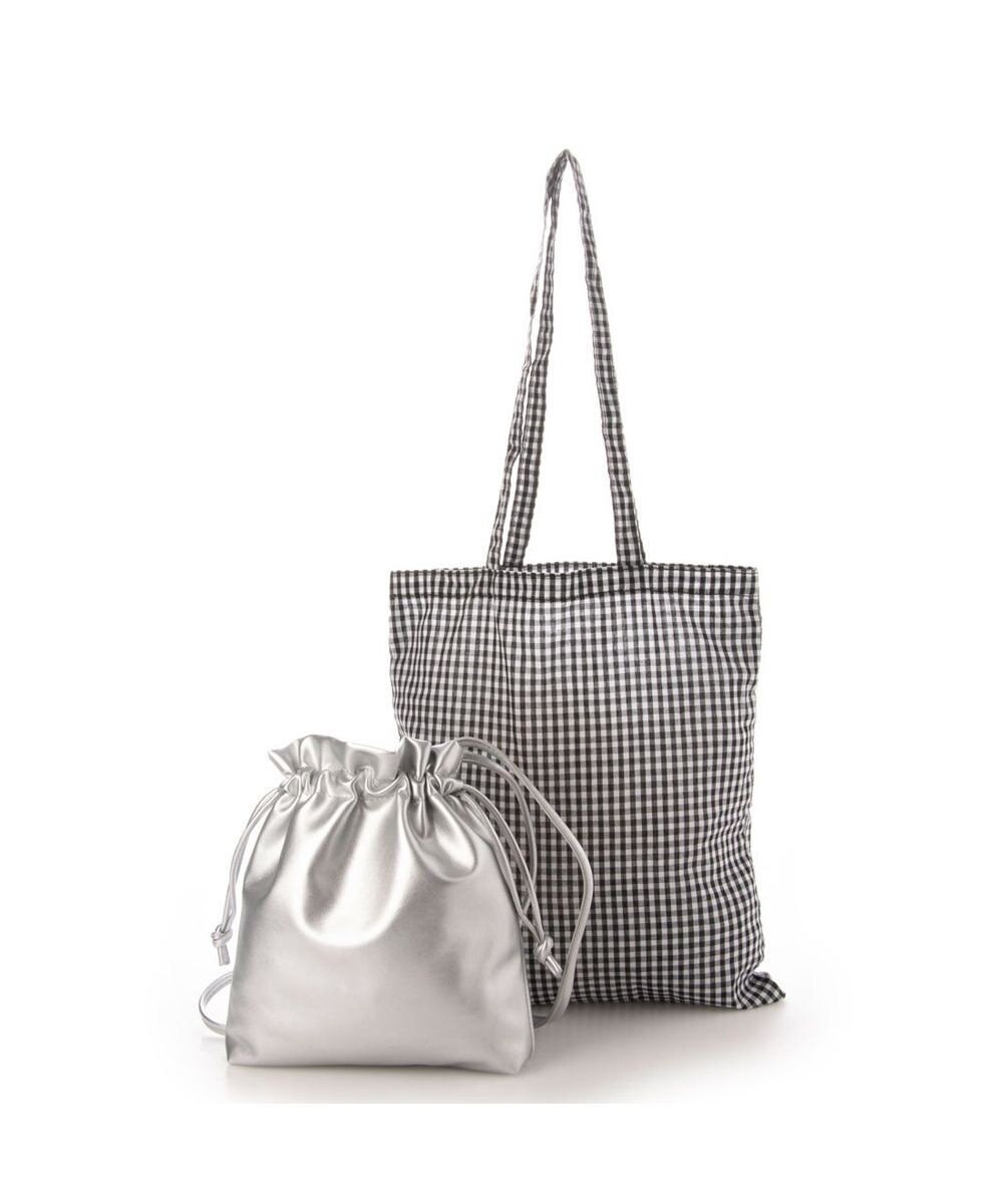 UNBILLION cachecache ギンガムチェックトート付き巾着ショルダー 