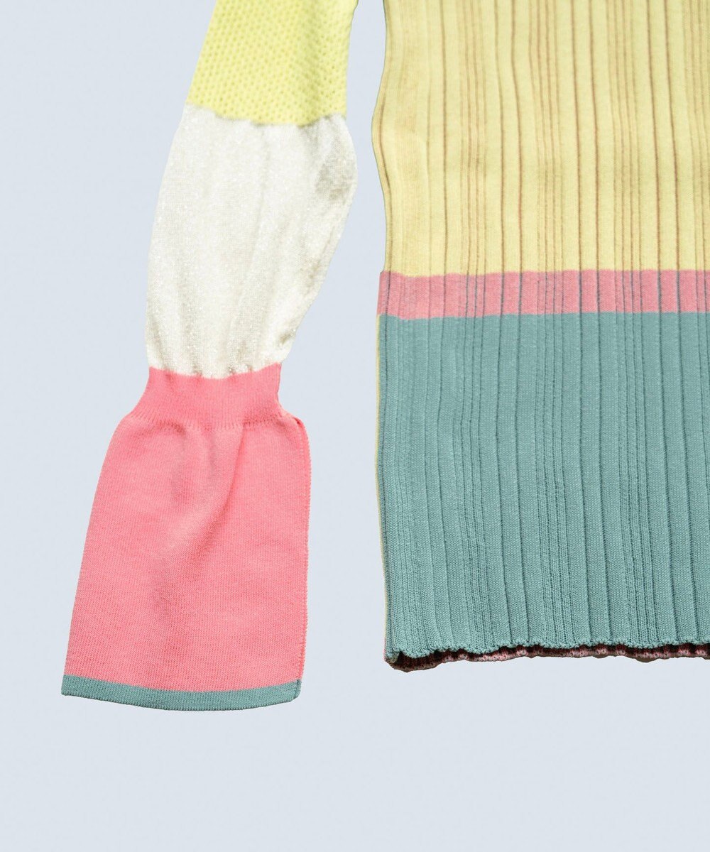 COQ CACTUS カラーブロックリブニット 