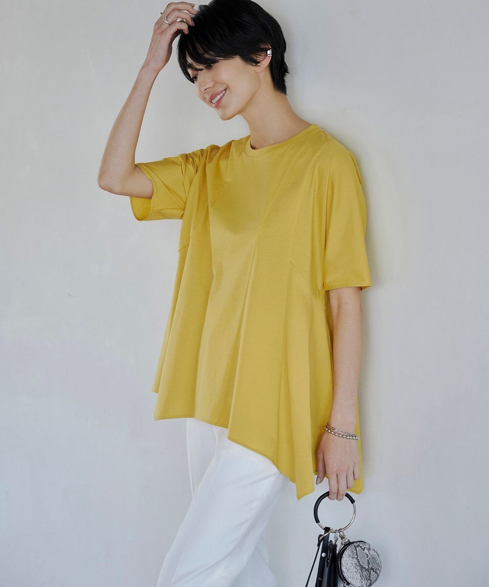 ICB 【洗える】ブラウスライクジャージー ハンカチーフヘムカットソー 