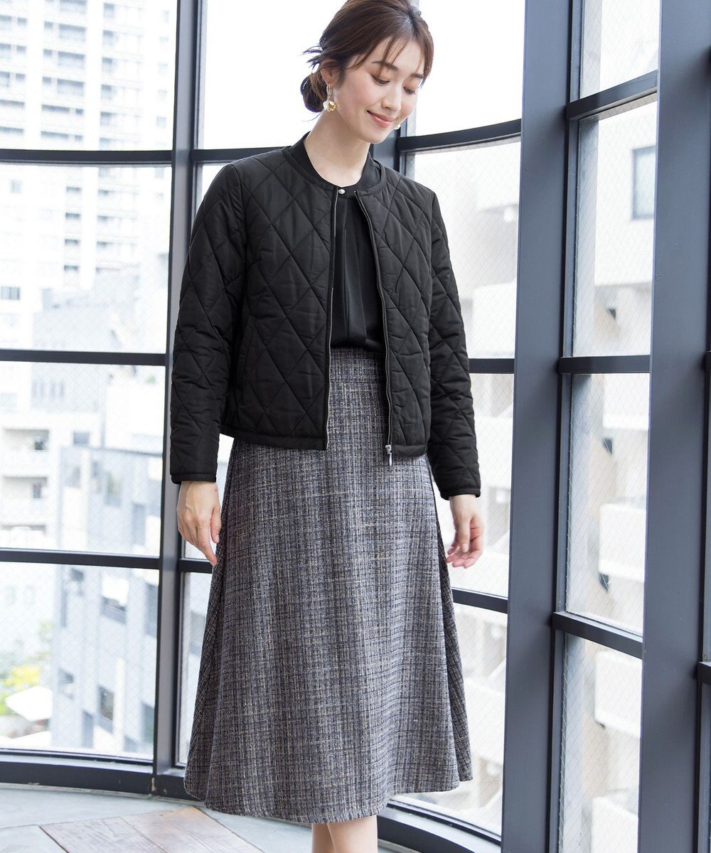 Tiaclasse 【洗える】大人華やかなツイードフレアスカート 